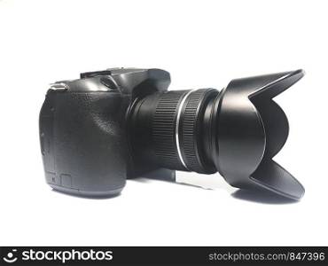 Photo Camera on a white background, side view