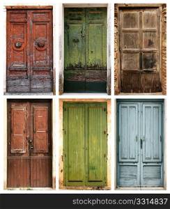 Photo collage of 6 beautiful ancient doors