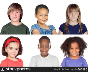 Photo collage of children isolated on a white background