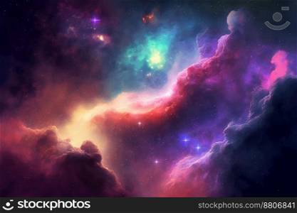 Photo deep outer space background with stars and nebula in blue and purple
