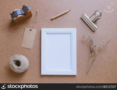 Photo frame mockup and stationery for creative work design &#xA;&#xA;&#xA;