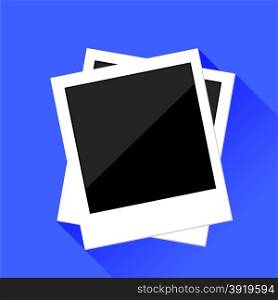 Photo Frames Isolated on Blue Background. Long Shadow.. Photo Frames
