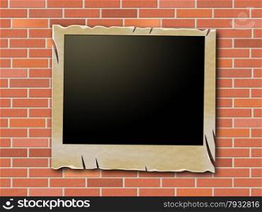 Photo Frames Representing Brick Wall And Photograph