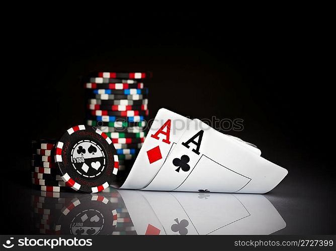 Photo gambling chips on the dark