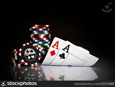 Photo gambling chips on the dark