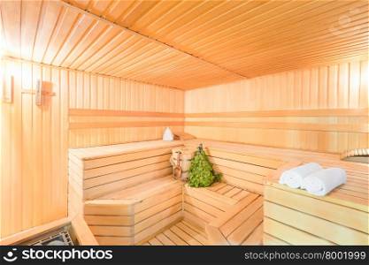 Photo Interior empty of sauna in light colors