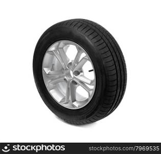 Photo of a car tyre (tire) wheel isolated on a white background
