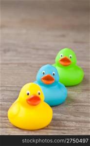 Photo of a colorful rubber duck for bath