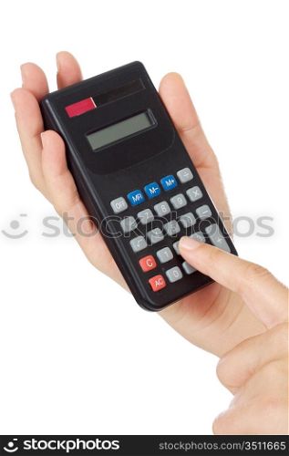 photo of a hands with calculator