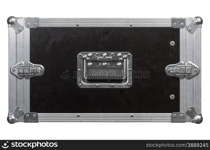 Photo of a isolated road case or flight case with reinforced metal corners. Background image for music-related shipping and touring. Clipping path included.&#xA;
