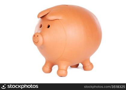 Photo of a money box a over white background