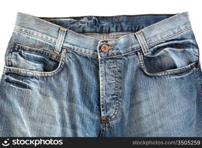 Photo of a pocket jeans with yellow thread