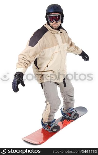 photo of a snowboarder a over white background