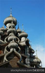 Photo of a wooden orthodox church, Russia. Wooden orthodox church