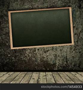 Photo of Abstract Grunge Shabby Interior with School Blackboard. School Blackboard on Wall