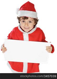 Photo of an adorable boy in christmas with a billboard