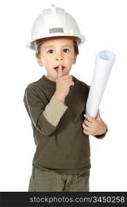 photo of an adorable future architect over a white background