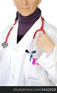photo of an anonymous doctor a over white background