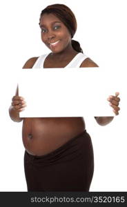 photo of an attractive pregnant woman a over white background