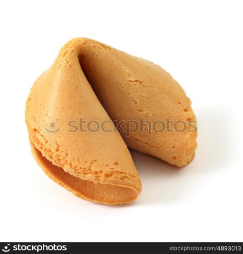 Photo of an isolated fortune cookie on a white background.