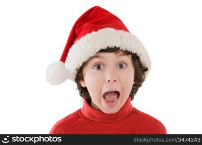Photo of an surprised boy in christmas