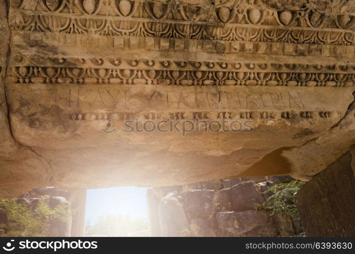 photo of ancient theatre. Photo of ancient theatre in Myra ancient city of Antalya in Turkey.