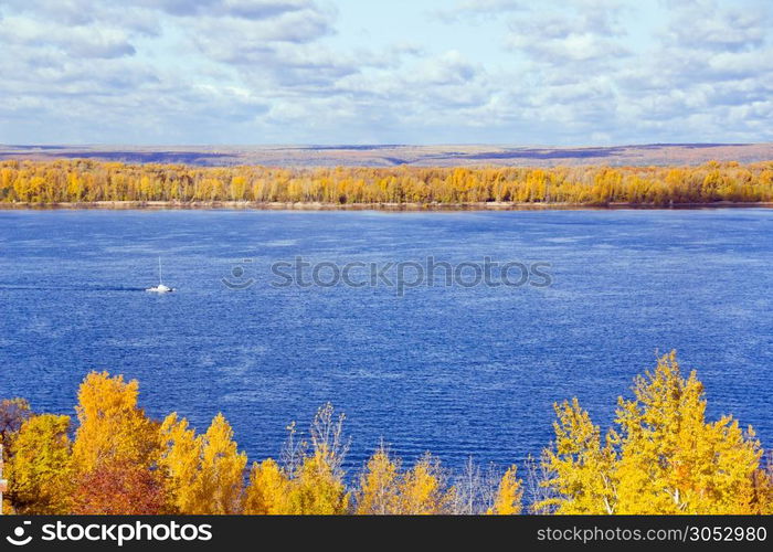 Photo of autumn landscape with yacht