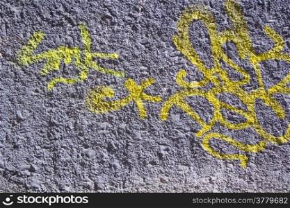 Photo of background roughness texture with yellow paint