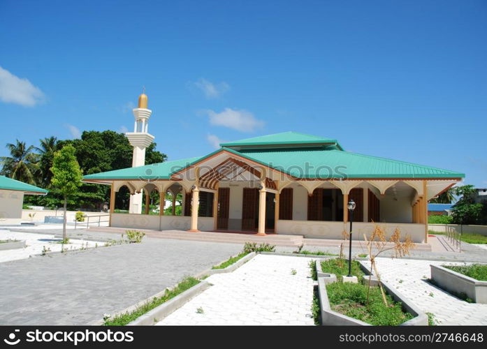 photo of beautiful mosque in a small Maldives island