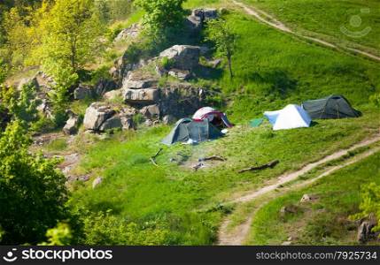 Photo of camping at european mountains