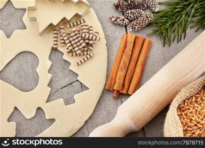 Photo of christmas home made cookies over wooden table