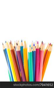 Photo of colorful pencils over white isolated background