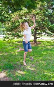 Photo of dancing girl with sore knee in summer