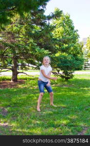 Photo of dancing girl with sore knee in summer