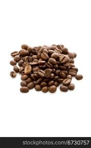photo of delicious coffee beans on white isolated background
