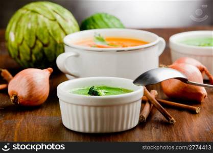 photo of delicious creamy smooth vegetarian soups