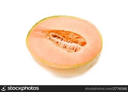 photo of delicious cutted fresh melon on white isolated background