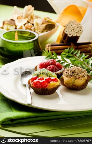 photo of delicious dessert plate with italian fruits pastries