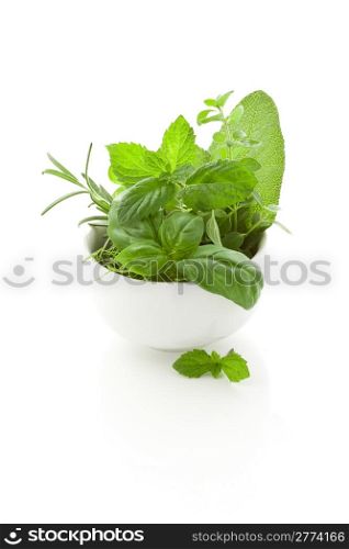 photo of delicious different herbs inside a bowl ready to be processed