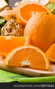 photo of delicious orange on cutting board