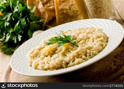 photo of delicious risotto dish with grana parmesan cheese