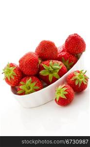 photo of delicious strawberries on white isolated background