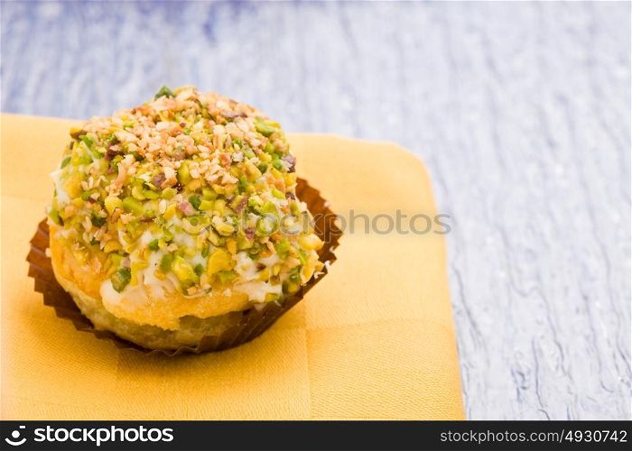 photo of delicious stuffed puff with sweet cream