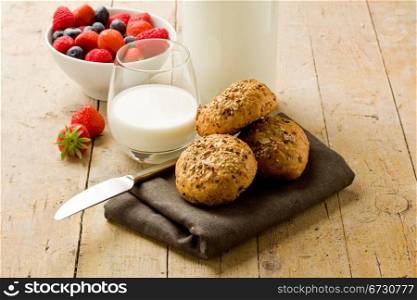 photo of delicious table with ingredients used for breakfast