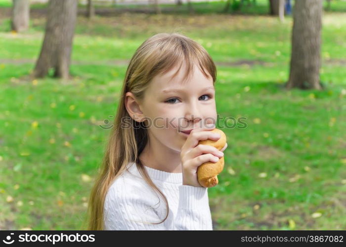 Photo of eating cute girl with long hair