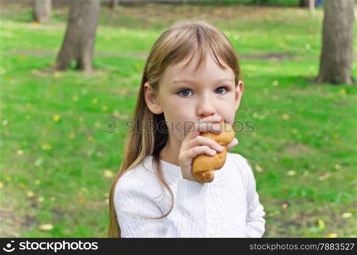 Photo of eating cute girl with long hair