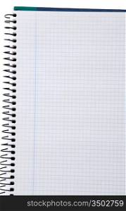Photo of empty notebook over a white background