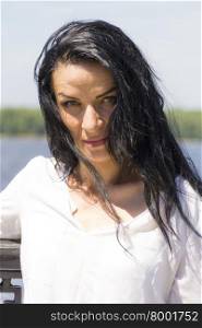 Photo of European woman with black hair