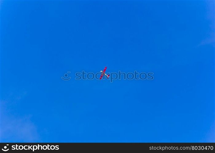 Photo of flying military plane in blue sky