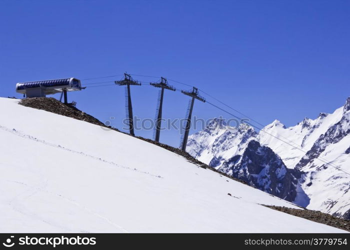 Photo of funicular in Caucasus mountains Russia